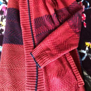 Cozy Red Detail S/M Cardigan (with pockets!)